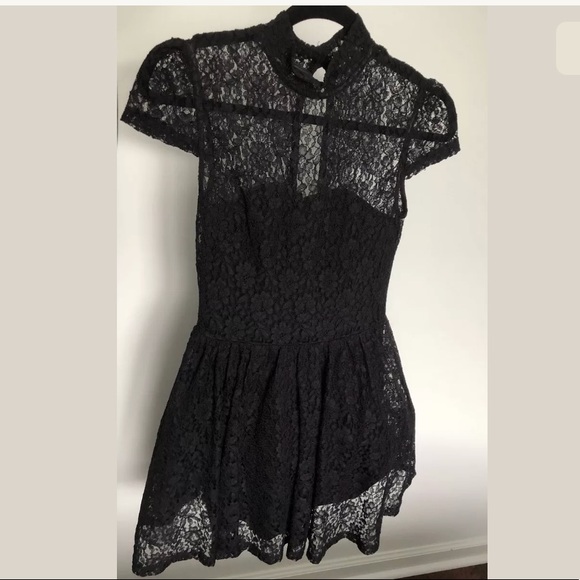 ASOS Women's Black Lace High Neck Prom Dress US4 - Picture 4 of 6